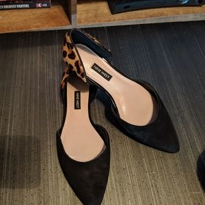 Nine West Leopard Print Black Flats